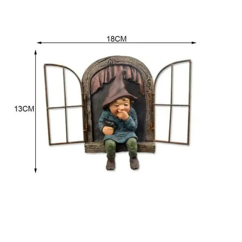 Creative Garden Gnome Statue Elf Out Tree Hug Suitable for Home Courtyard Porch Table Decoration