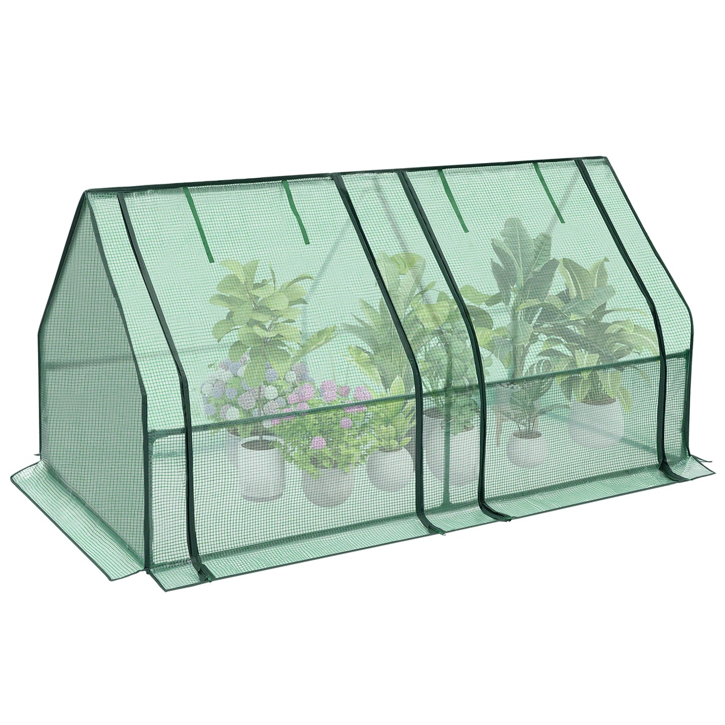 Foil Garden Greenhouse Cold Frame with Roll-Up Doors 4 Pegs Reinforced PE Tarpaulin Warm House for Plants Flowers Tomato Outdoor