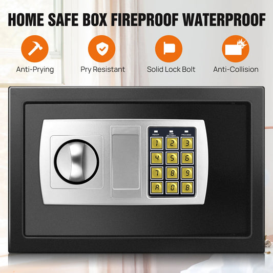 Fireproof 8.5L Electronic Password Security Safe Money Cash Deposit Box Office Home Safe Password Key Anti-theft Safe Box Home