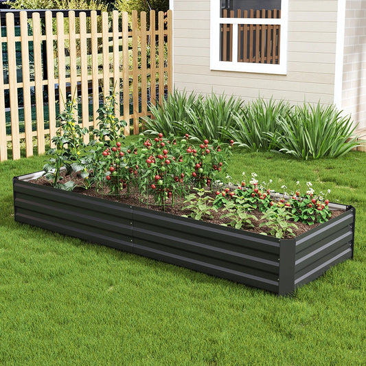 Charcoal Black Outdoor Rectangular Metal Raised Garden Bed