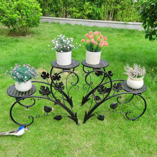 4 Potted Flower Stand Plant Holder Window Plant Pot Shelf Desk Plant Stand Indoor Outdoor Plant Display Garden Patio
