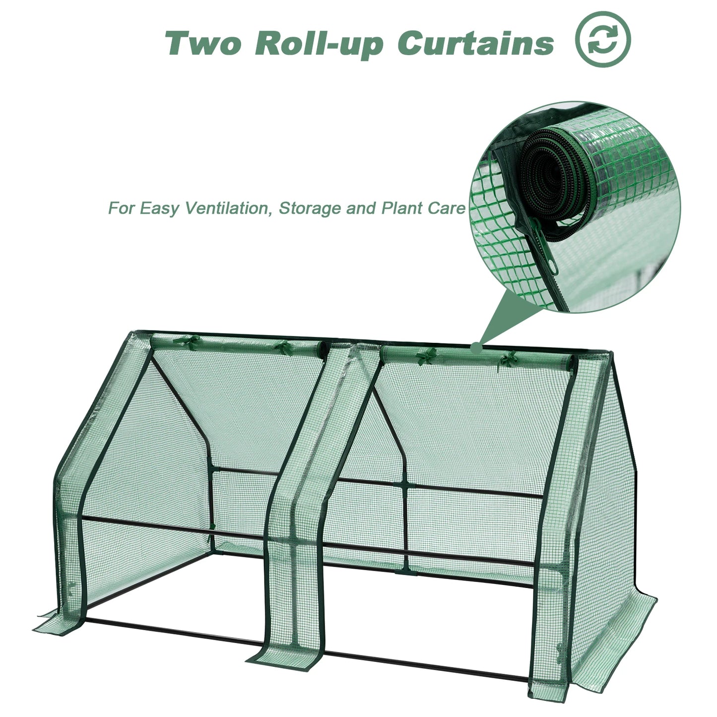 Foil Garden Greenhouse Cold Frame with Roll-Up Doors 4 Pegs Reinforced PE Tarpaulin Warm House for Plants Flowers Tomato Outdoor