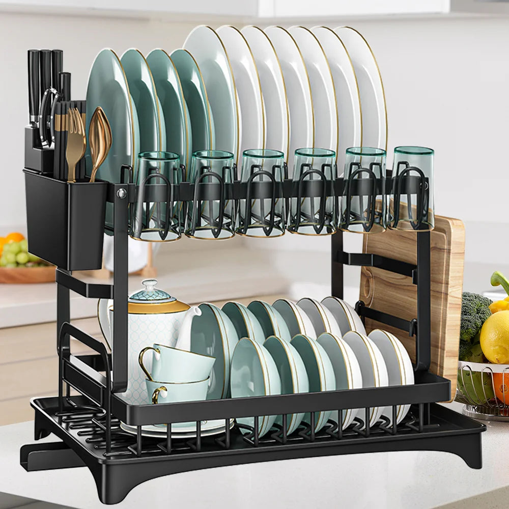 Drainer rack kitchen sink Kitchen Adjustable Plates Organizer Dish Bowl Drainer Storage Rack Cutlery Storage Holder