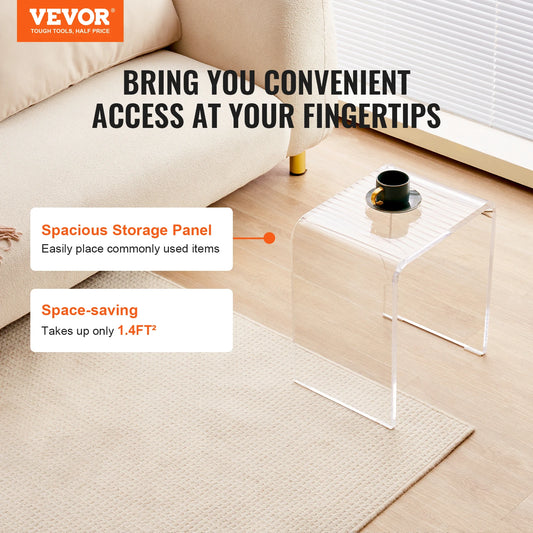 VEVOR Acrylic End Table C-Shaped Lucite Side Table Clear Acrylic Side Table for Drink Food Snack used in Living Room Bedroom