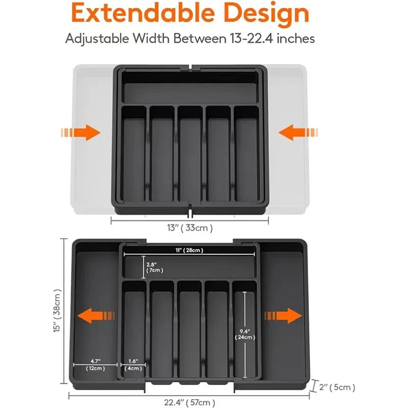 Expandable Cutlery Drawer Organizer, Adjustable Kitchen Utensil Tray Set, Compartment Flatware Storage Divider Mirror tray Tray