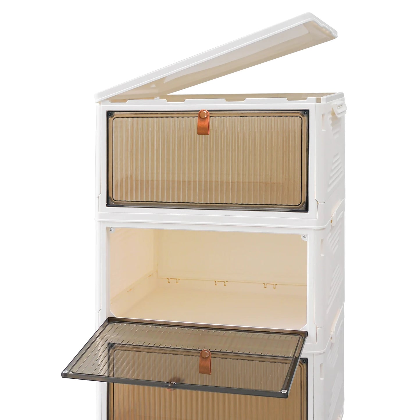 3/4/5 Tier Plastic Storage Boxes with Lid, Stackable Storage Boxes with Wheels for Bedroom Living Room Study Office