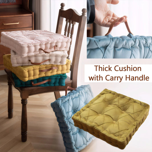 Dutch Velvet Thickened Chair Cushion Armchair Booster Cushion Seat Pad Jacquard Seat Riser Cushion for Chair Floor with Handles