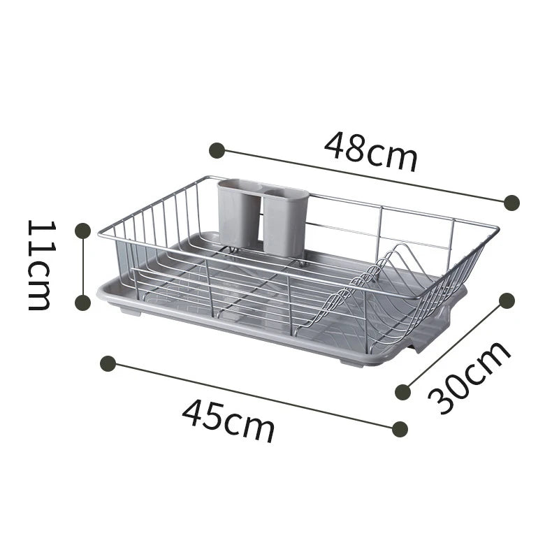 Large Dish Drying Rack Drainer Kitchen Sink Plate Draining Tray Cutlery Holder