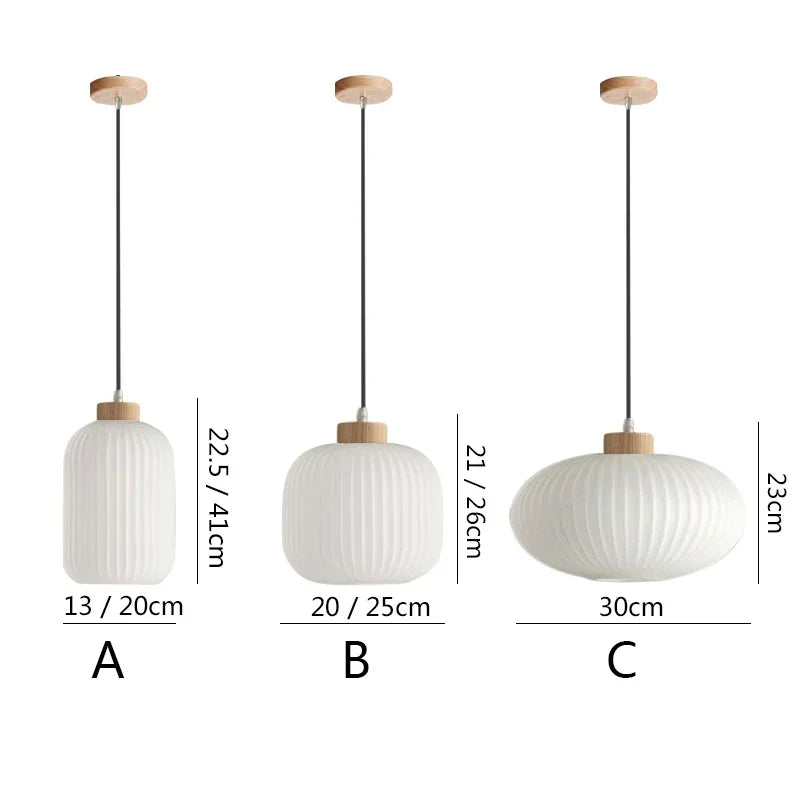 Japanese Wabi Sabi Style White Glass Lamp for Home Decoration Kitchen Bedroom Dining Room Pendant Light