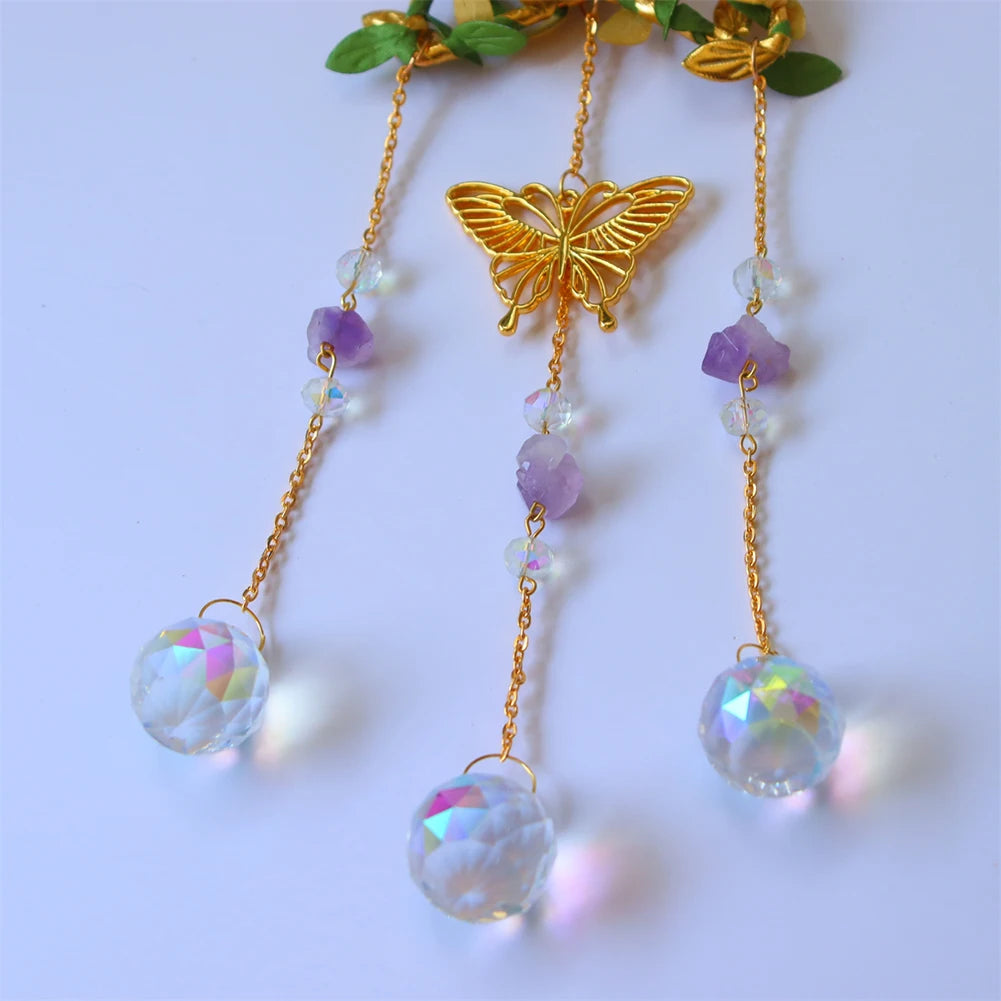 Sun catcher Crystal Wind Chimes Star Moon Love Heart Diamond Prisms Pendant Hanging Light Catcher Make Drop Home Decor