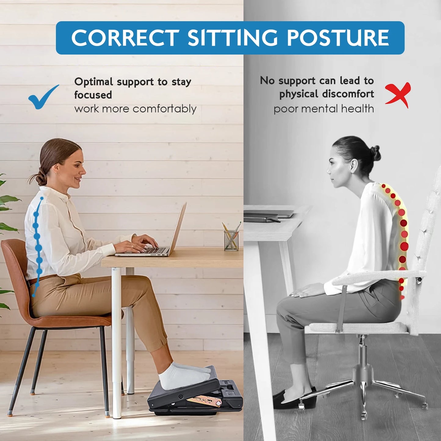 Foot Rest Under Desk, SenDeluz Ergonomic Foot Rest 4 Level Height Adjustable Folding Footstool Non-Slip Foot Leg Rest