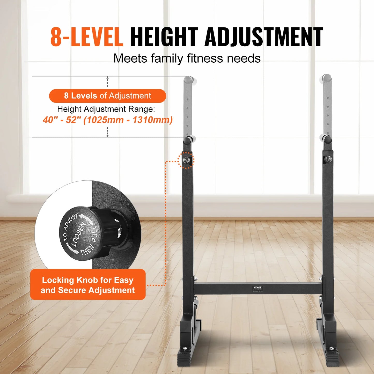 VEVOR 500 lbs Power Tower Pull Up Bar Station with Adjustable Height Fitness Workout Dip Bar Station Stabilizer for Home Gym