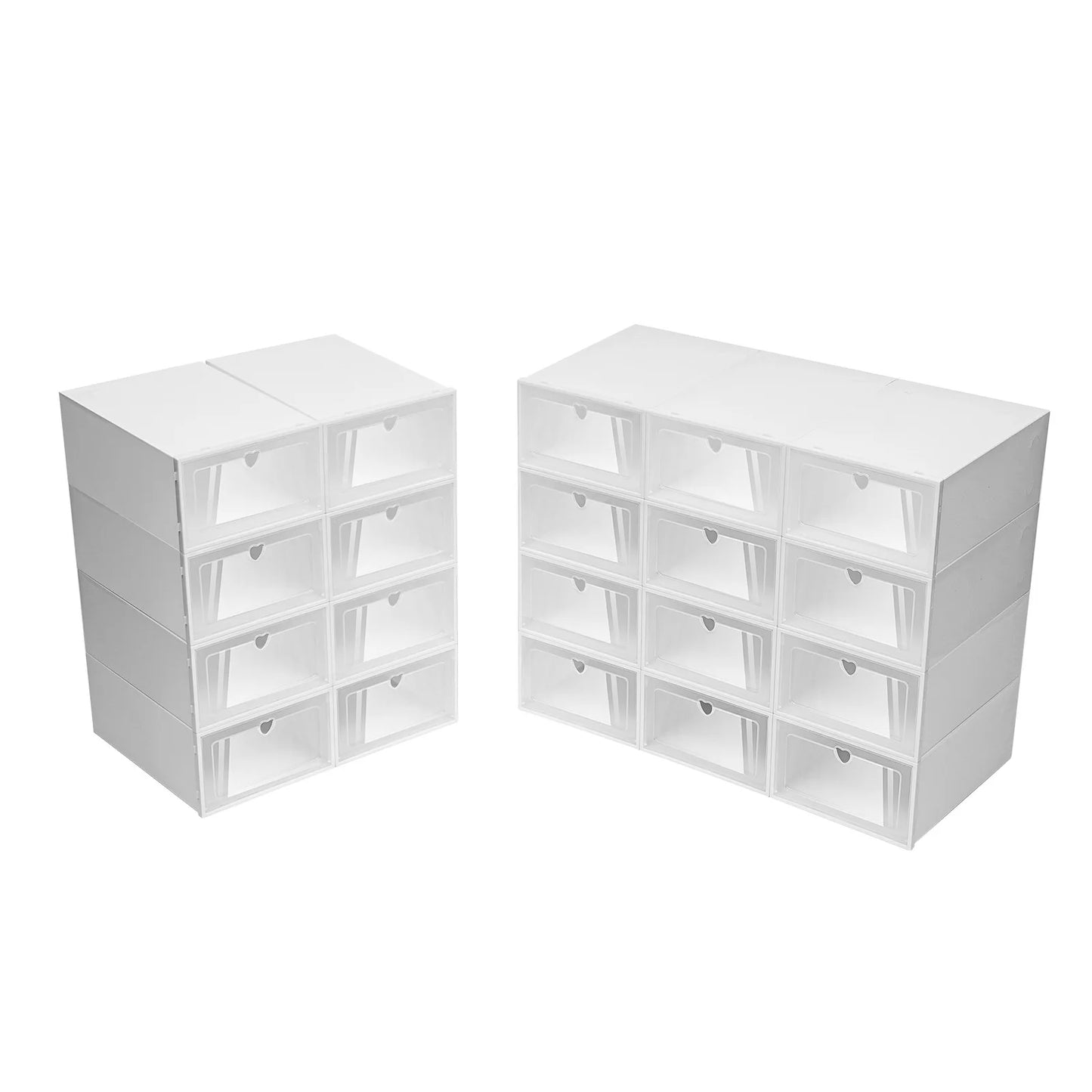 20X Clear Plastic Shoe Storage Box Stackable Foldable Boxes Trainers Organiser