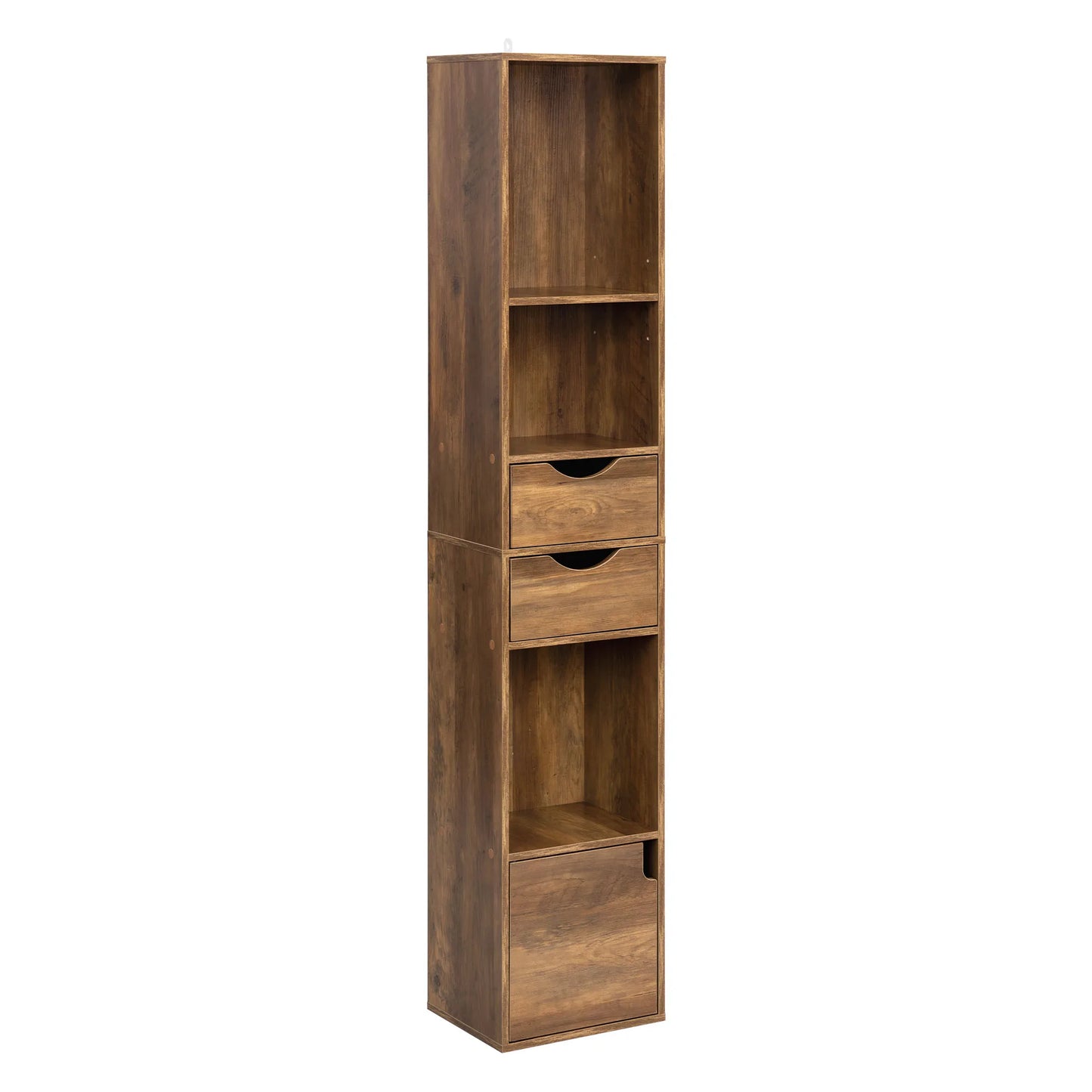 WOLTU Bookcase Standing Shelf with Drawers Door 30x158x24cm Home Office Display Storage Shelves Organizer for Living Room Decor