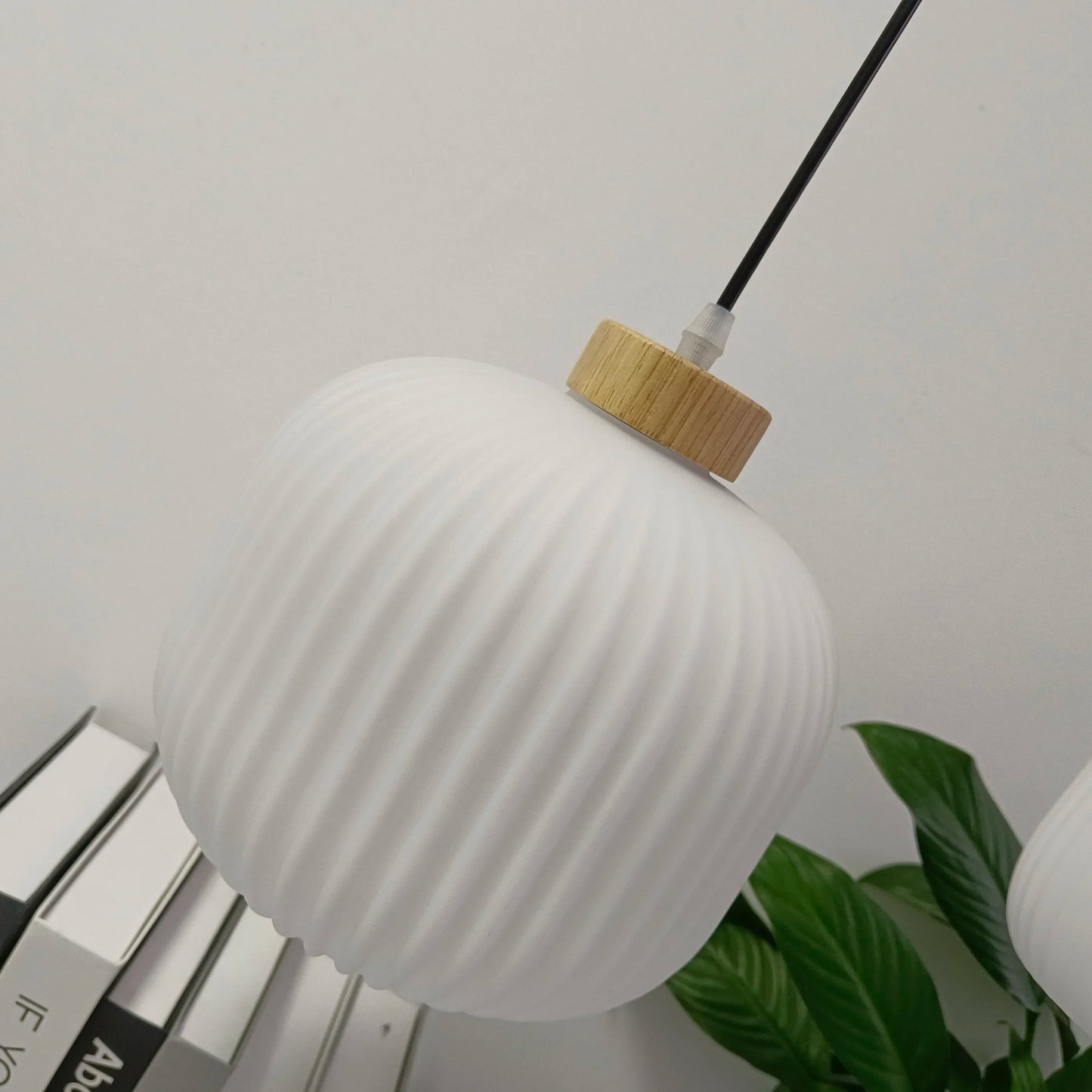 Japanese Wabi Sabi Style White Glass Lamp for Home Decoration Kitchen Bedroom Dining Room Pendant Light