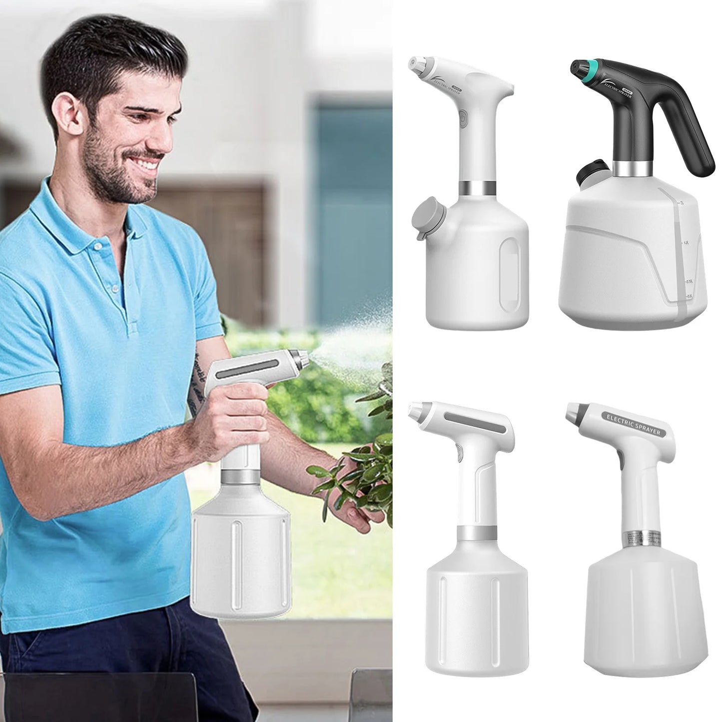0.9/1/1.5/2L Electric Automatic Sprinkling Sprayers Home Sanitizing Sprayer USB Charging Adjustable Nozzle Gardening Tools