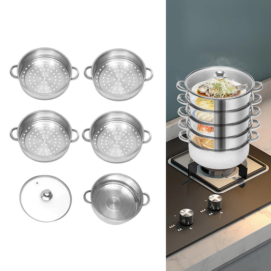 Multifunctional Stainless Steel Steamer 26cm/28cm/30cm 5-Tier Kitchen Cooking Steamer Durable And Easy-to-clean