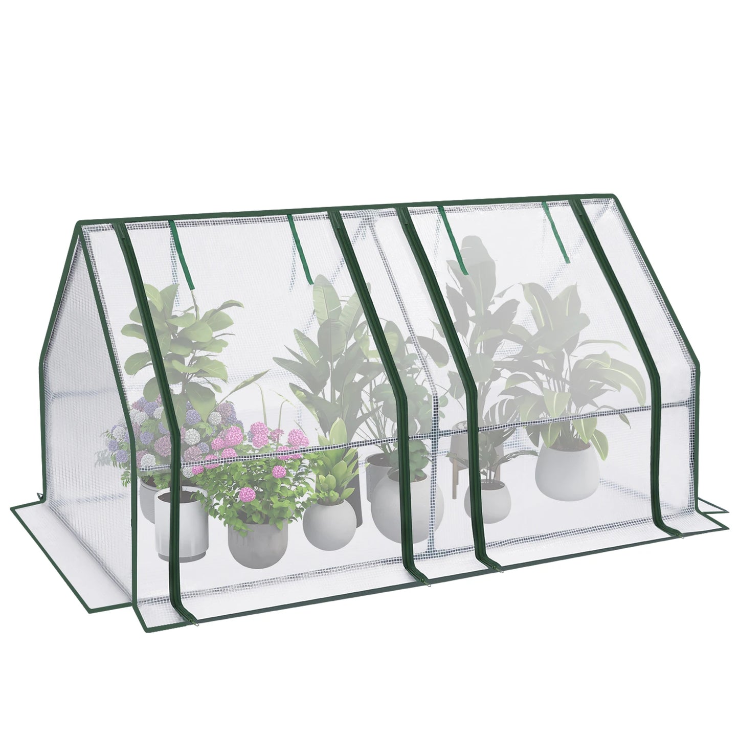 Foil Garden Greenhouse Cold Frame with Roll-Up Doors 4 Pegs Reinforced PE Tarpaulin Warm House for Plants Flowers Tomato Outdoor