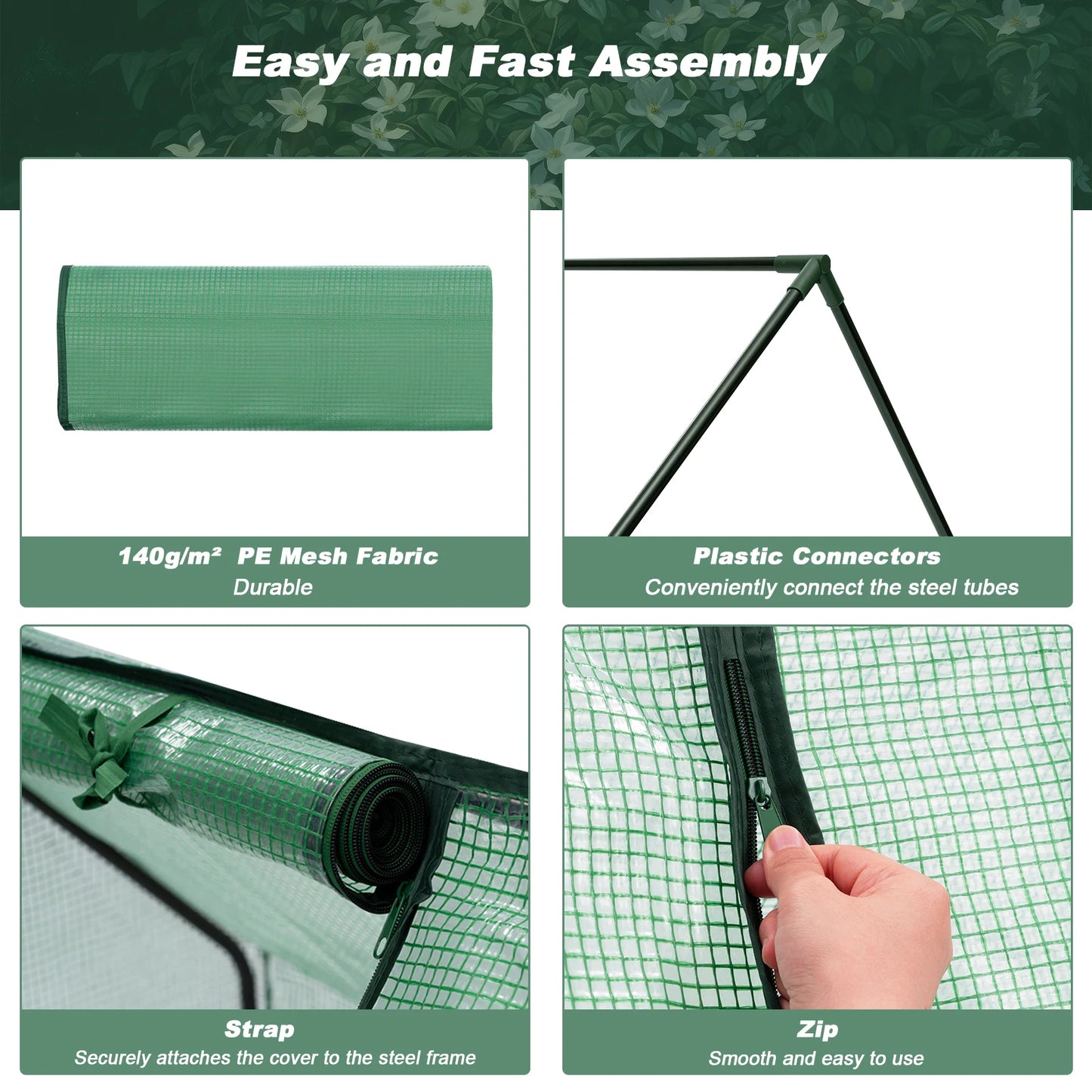 Foil Garden Greenhouse Cold Frame with Roll-Up Doors 4 Pegs Reinforced PE Tarpaulin Warm House for Plants Flowers Tomato Outdoor