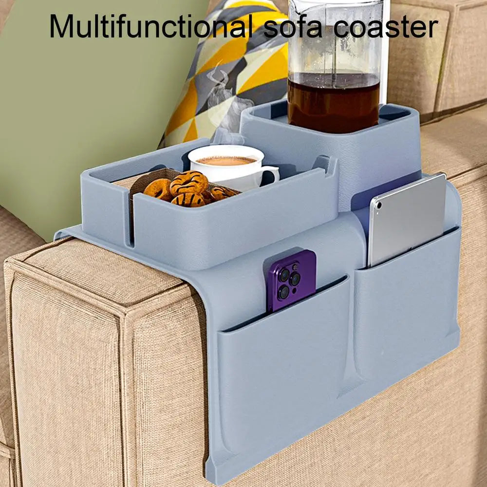 Silicone Couch Arm Tray Sofa Armrest Organizer Cup Holder Back Grid-Like Design Storage Supplies for Car Backseats Living Rooms