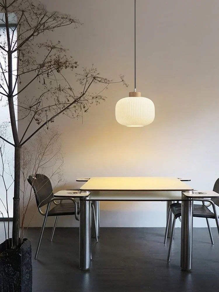 Japanese Wabi Sabi Style White Glass Lamp for Home Decoration Kitchen Bedroom Dining Room Pendant Light