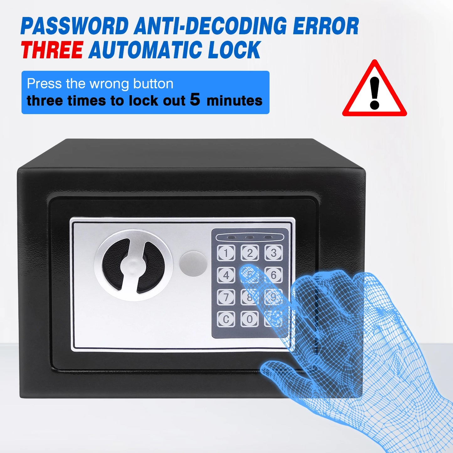 4.6L Electonic Safe Box with Keypad and 2 Keys, Wall Mounted Safe with Prodrilled Holes, Security Safe Box for Home Hotel Use