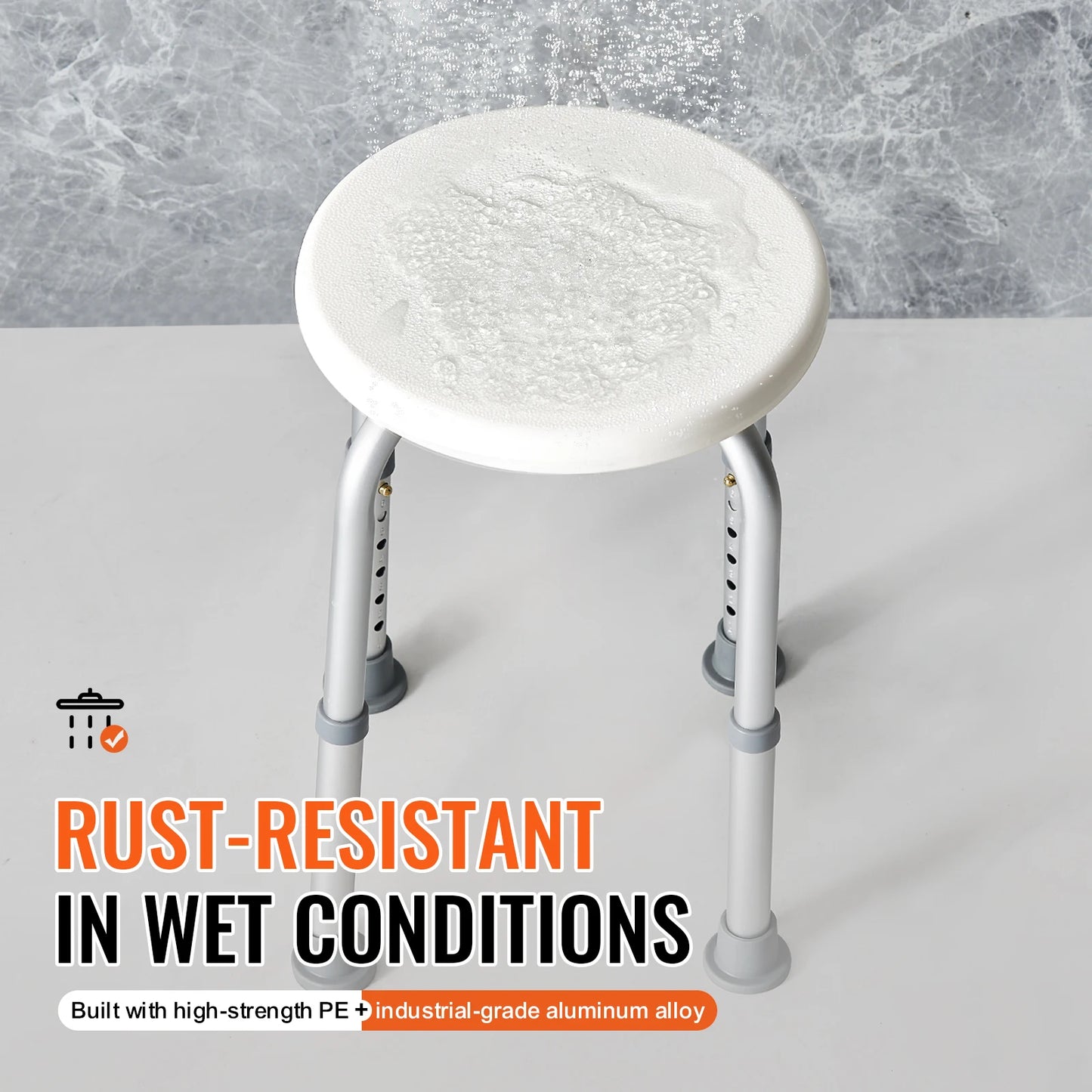 VEVOR Shower Chair for Inside Shower Adjustable Height Shower Stool Non-Slip Bench Bathtub Seat for Elderly Disabled Adults