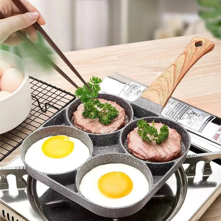4-Hole Omelet Frying Pot Pan Non-stick Egg Pancake Steak Pan Cooking Egg Ham Pans Suitable for Gas Stove Induction Cooker