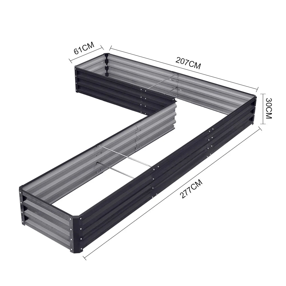 Black L Shaped Galvanized Steel Raised Garden Bed