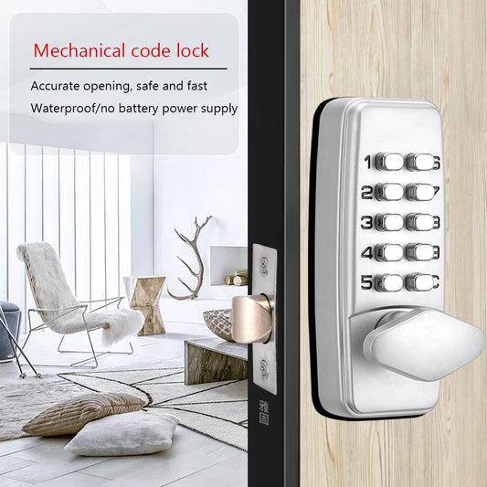 Metal Mechanical Code Lock Sturdy Waterproof Door Code Lock Antirust Interchangeable Handle Easy Installation for Home Furniture