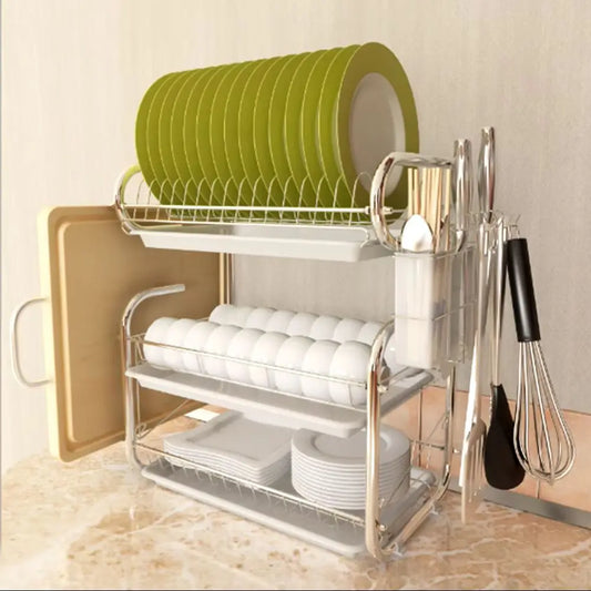 3 Tier Kitchen Chrome Storage Rack with Sink Rack Drip Tray