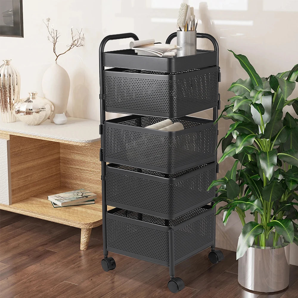 Multi-functional Storage Rack Vegetable Basket Removable Rotating Kitchen Shelving Shelf Trolley Furniture Home