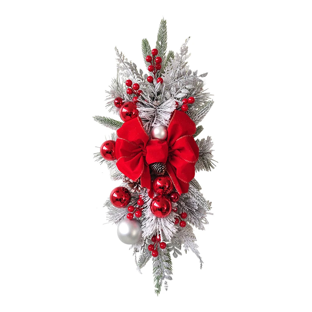 Christmas Swag Wreath Pendants Ornament Christmas Wreath without/with Light Home Door Window Decoration Party Supplies