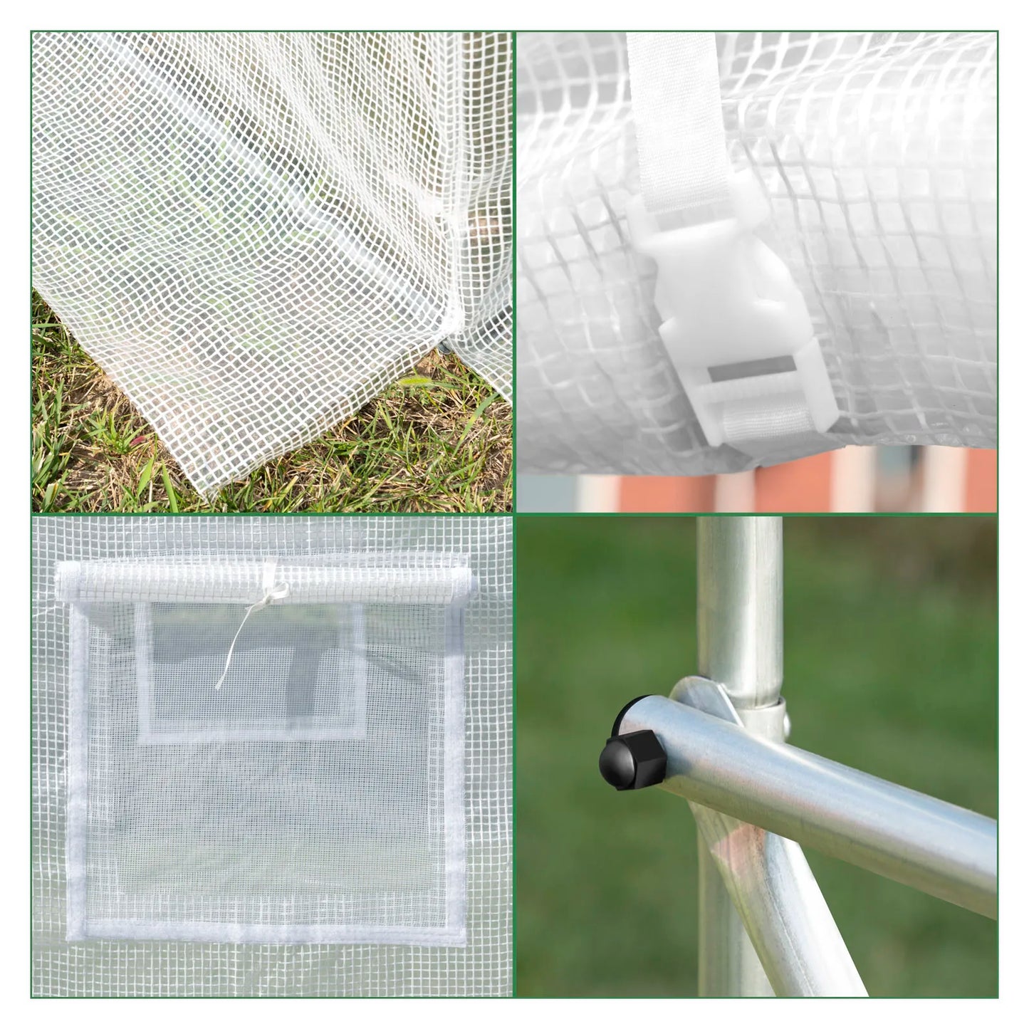 300x200x200cm Foil Greenhouse Winterproof Polytunnel for Cultivation Tomatoes Vegetables Plants House with Door 6 Windows