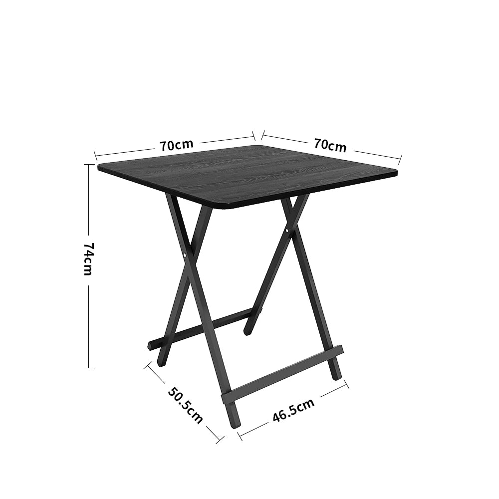 Black 70x70cm Folding Wooden Dining Table