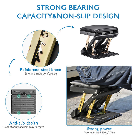 Foot Rest Under Desk, SenDeluz Ergonomic Foot Rest 4 Level Height Adjustable Folding Footstool Non-Slip Foot Leg Rest