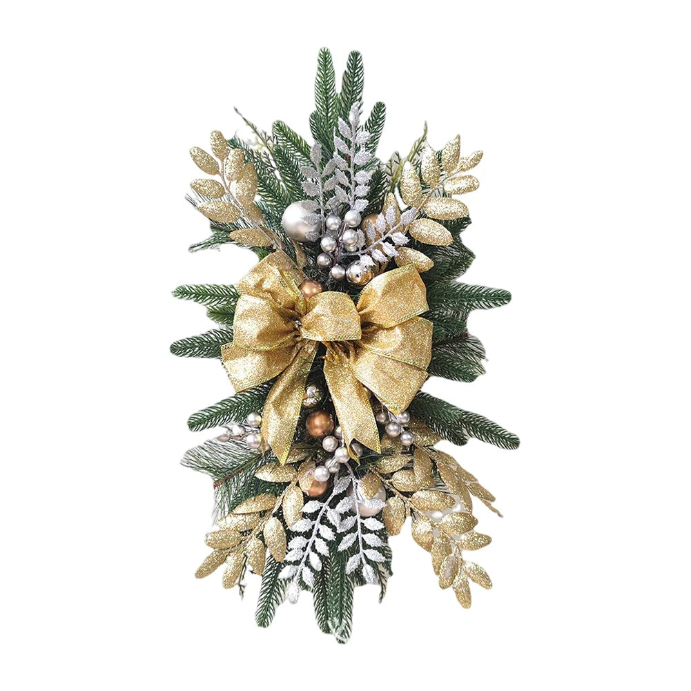 Christmas Swag Wreath Pendants Ornament Christmas Wreath without/with Light Home Door Window Decoration Party Supplies