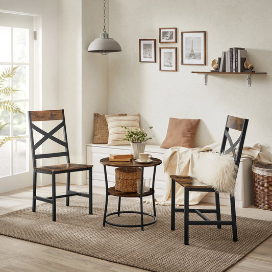 VASAGLE Dining Chairs, Kitchen Chairs Set of 2, Dining Chairs for Dining Room, Steel Frame, Ergonomic Design