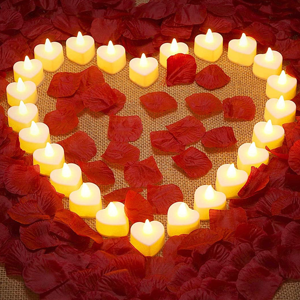 24Pcs Flameless Led Candle For Home Christmas Party Wedding Decoration Heart-shaped Electronic Battery-Power Tealight Candles