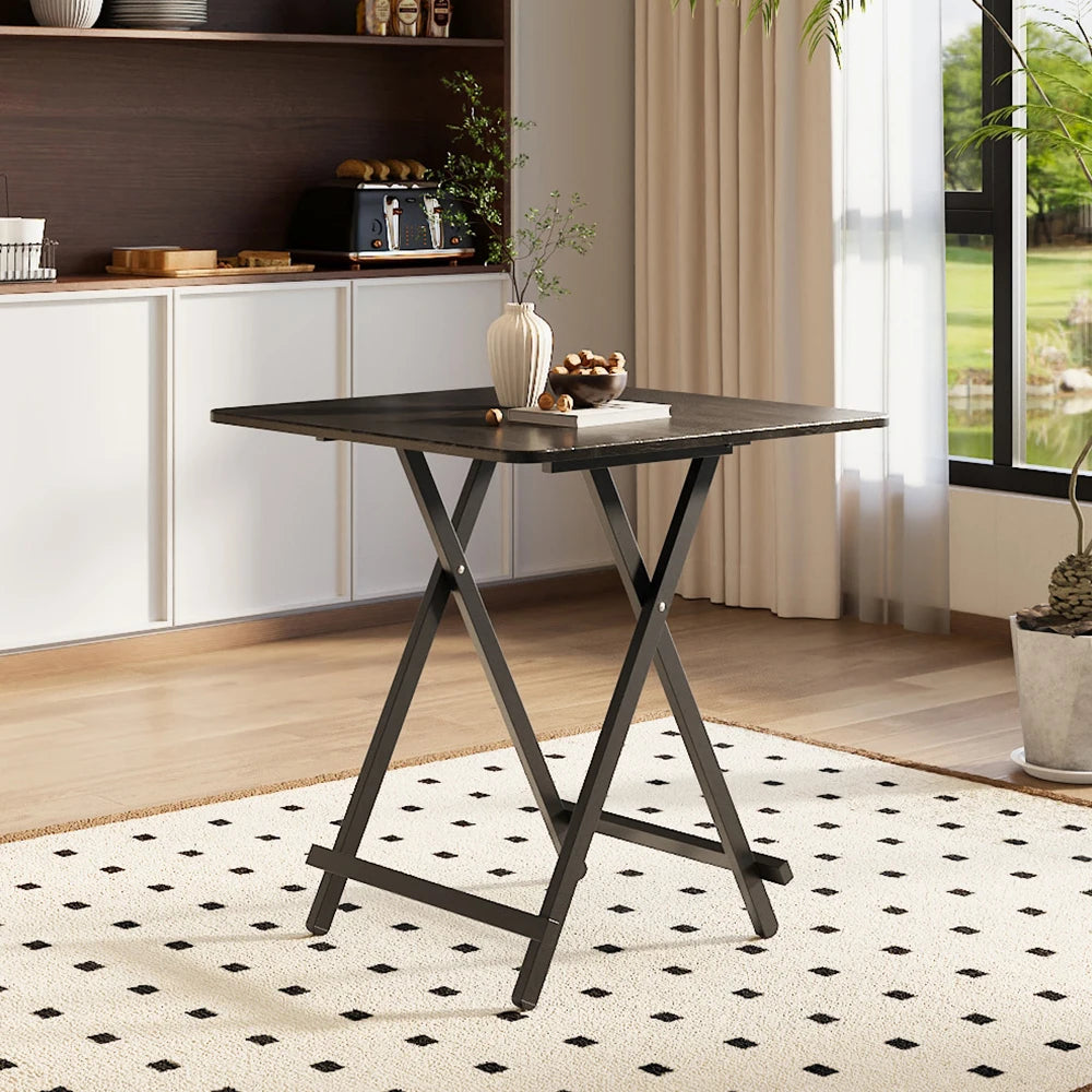 Black 70x70cm Folding Wooden Dining Table