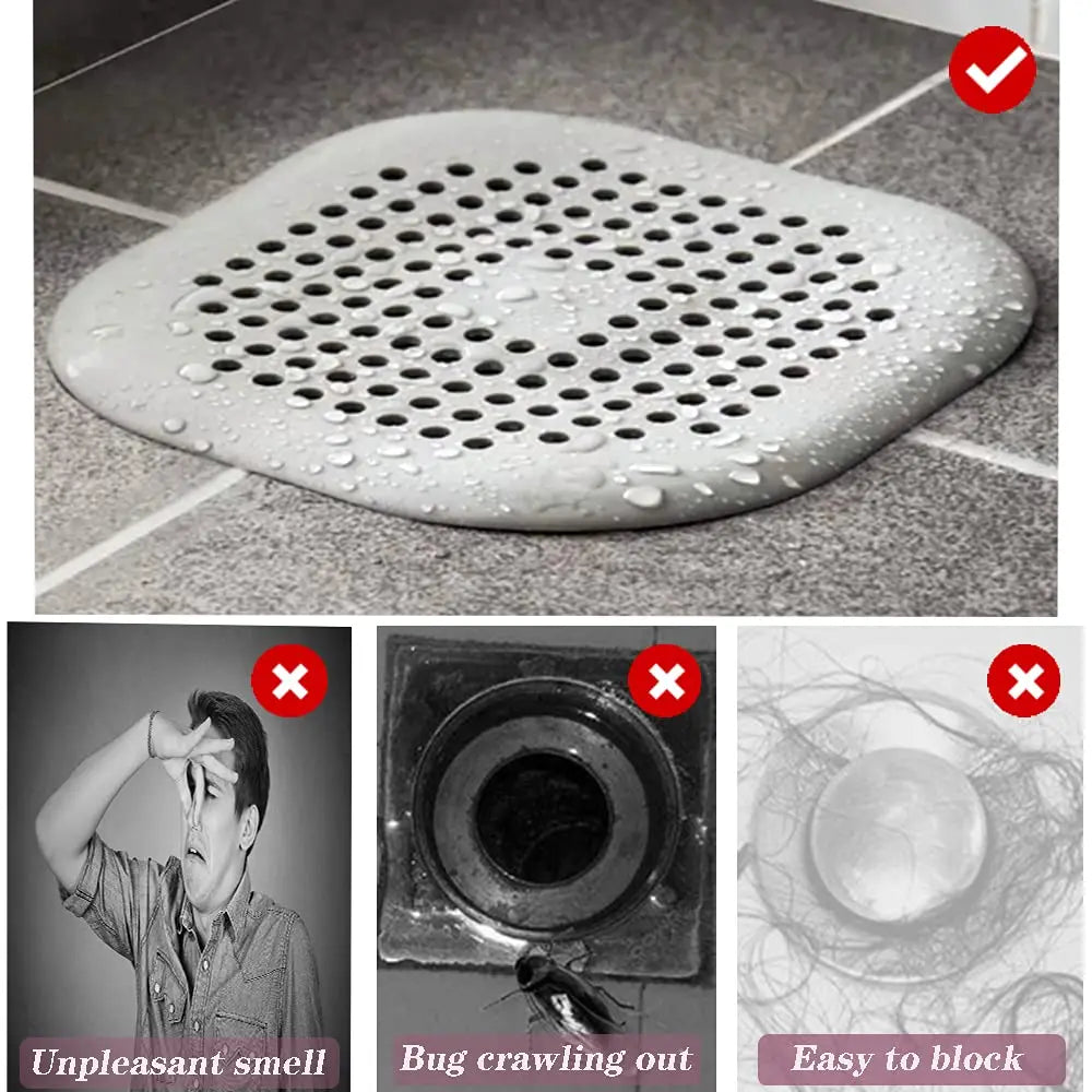 2 Pcs Silicone Drain Protector with Sucker, Sink Strainer Protector, Shower Drain Covers Hair Catch