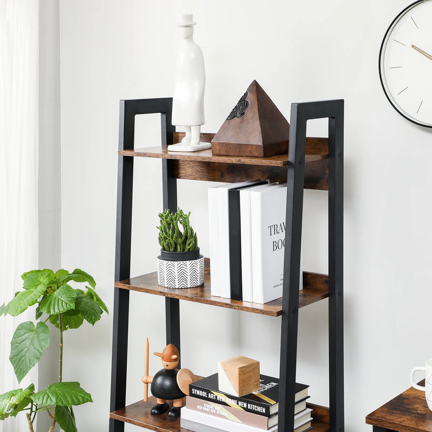 VASAGLE Ladder Shelf, 4-Tier Narrow Shelf, Bookshelf for Home Office, Living Room, Bedroom, Kitchen, Industrial