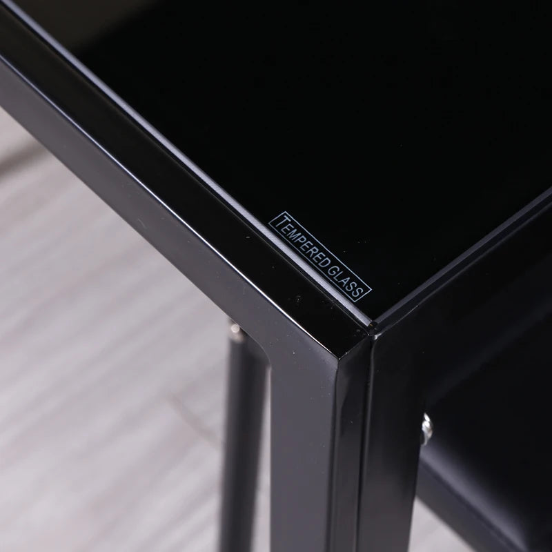 1.2M Black Glass Dining Table Coffee Tables Office Center Kitchen Furniture