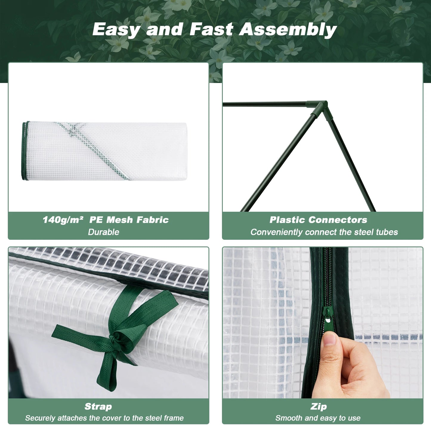 Foil Garden Greenhouse Cold Frame with Roll-Up Doors 4 Pegs Reinforced PE Tarpaulin Warm House for Plants Flowers Tomato Outdoor