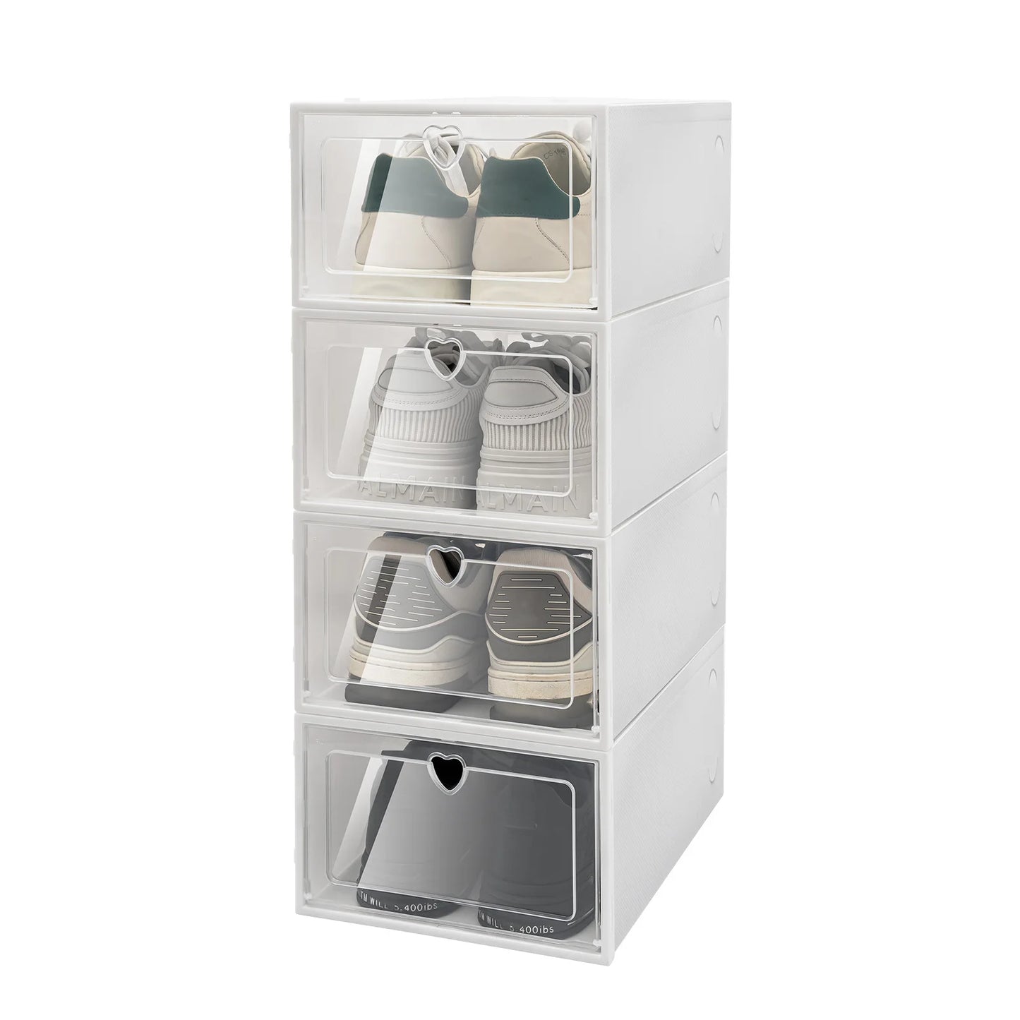 20X Clear Plastic Shoe Storage Box Stackable Foldable Boxes Trainers Organiser