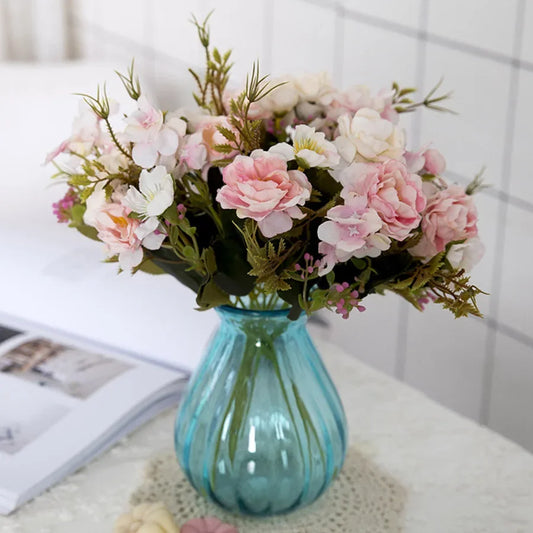 Vintage Silk Artificial Peony DIY Party Decoration Small Rose Wedding Fake Flowers Home Decor Bouquet.