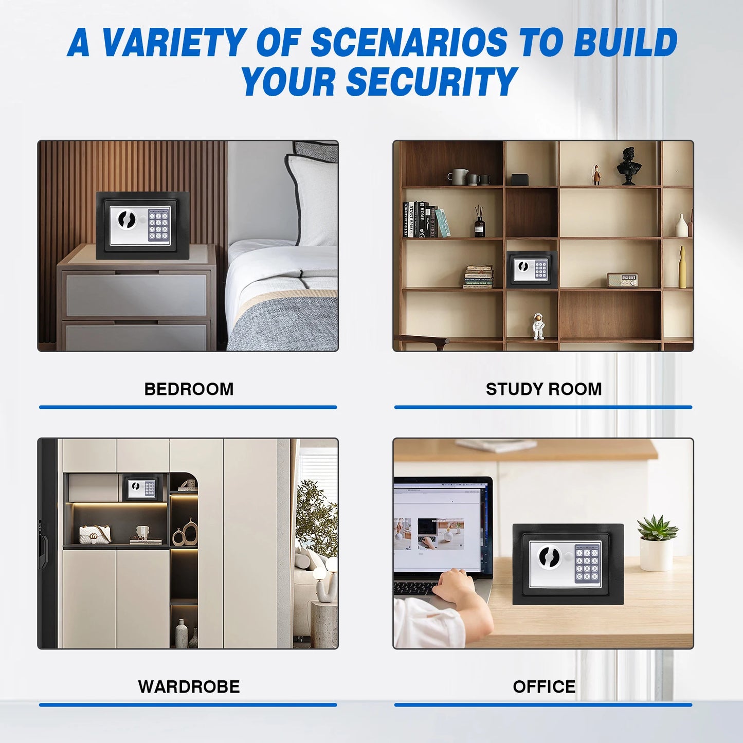 4.6L Electonic Safe Box with Keypad and 2 Keys, Wall Mounted Safe with Prodrilled Holes, Security Safe Box for Home Hotel Use