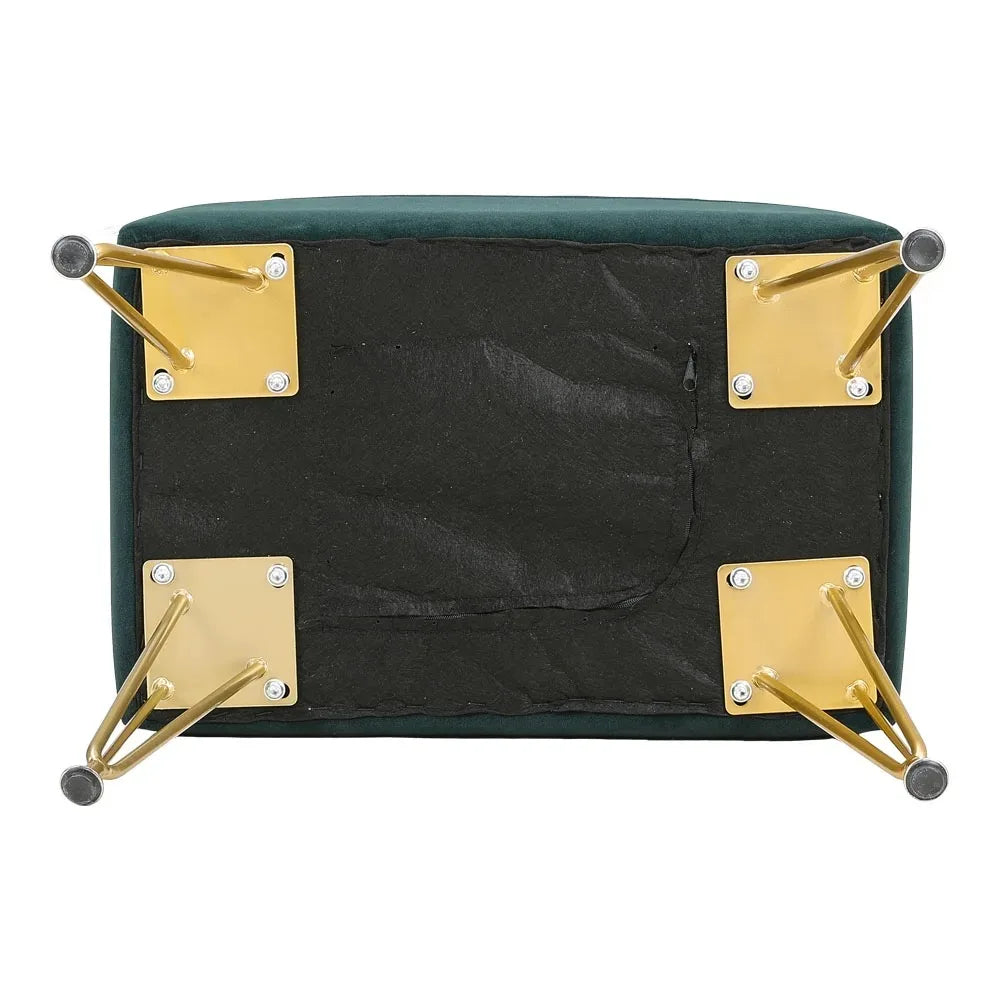 Green Multifunctional Household Soft Channel Velvet Stool with Gold Legs