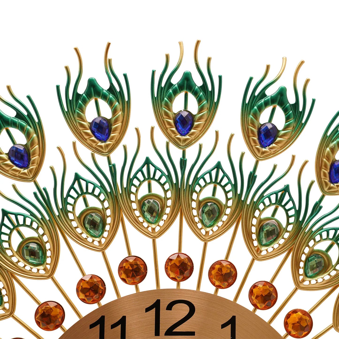 Peacock Clock Metal Silent Wall Clock None Ticking Decorative Large Wall Clock for Living Room Home Decor