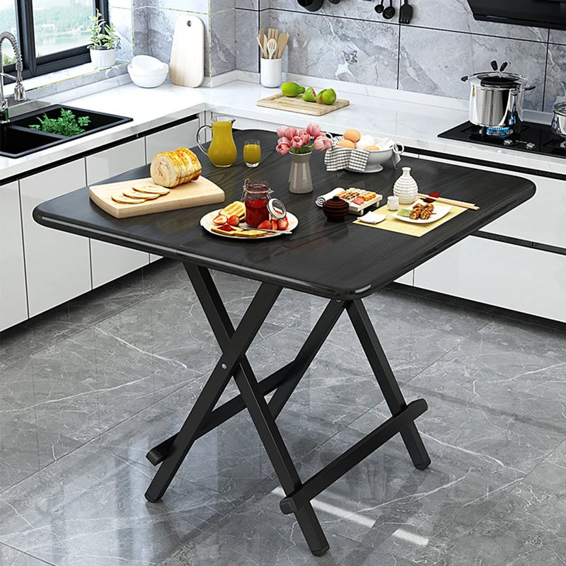 Black 70x70cm Folding Wooden Dining Table